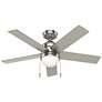44" Hunter Rogers LED Brushed Nickel Ceiling Fan with Pull Chain