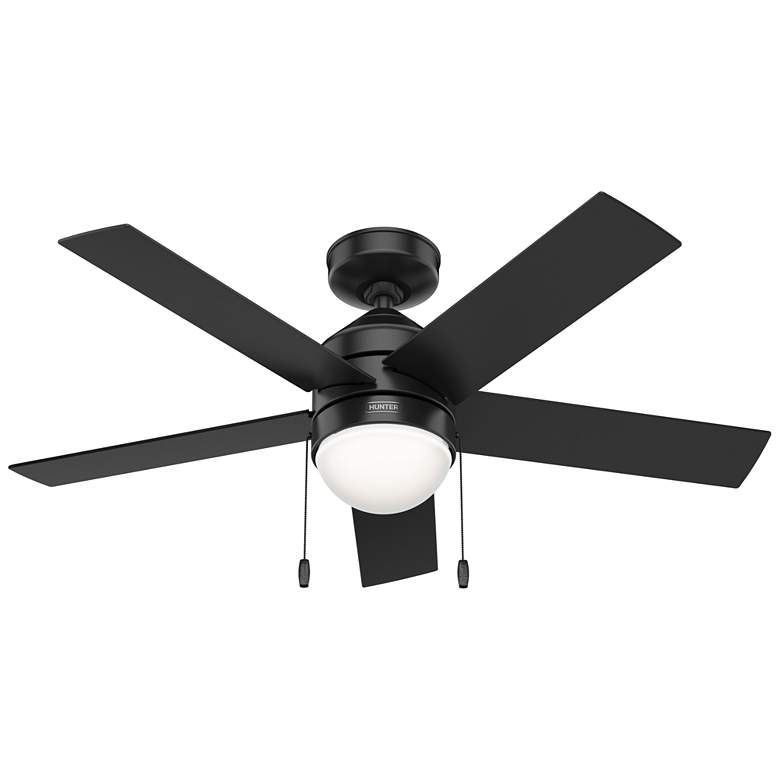 Image 1 44 inch Hunter Rogers LED Matte Black Ceiling Fan with Pull Chain