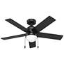 44" Hunter Rogers LED Matte Black Ceiling Fan with Pull Chain