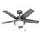 44" Hunter Seawall Matte Silver Wet Rated LED Pull Chain Ceiling Fan
