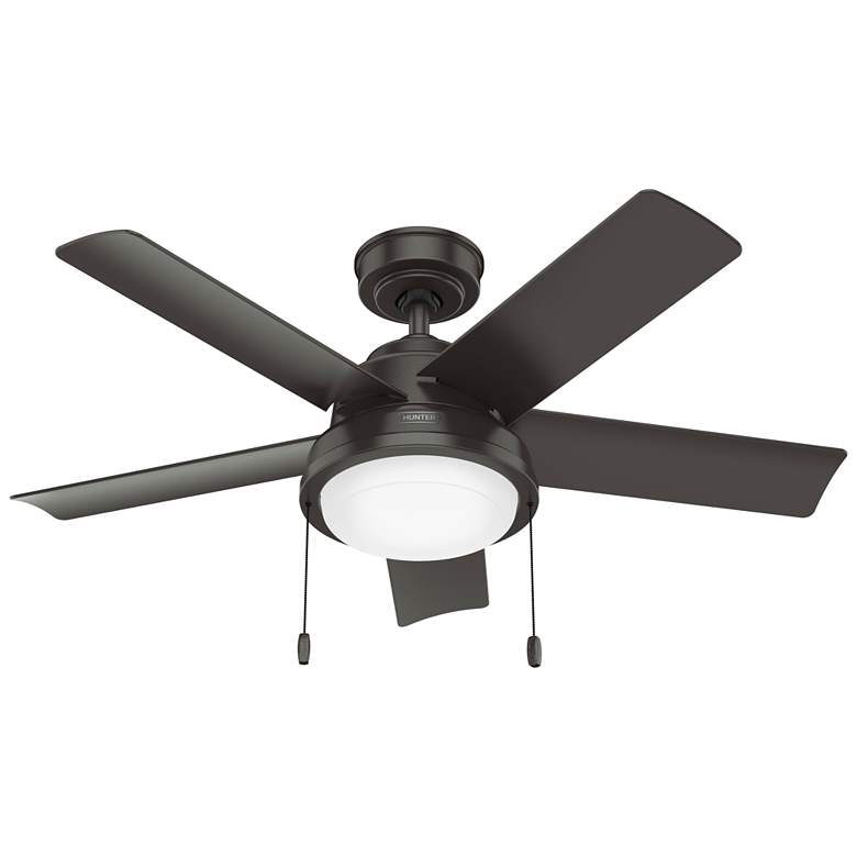 Image 1 44 inch Hunter Seawall Noble Bronze Wet Rated LED Pull Chain Ceiling Fan