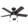 44" Hunter Seawall Noble Bronze Wet Rated LED Pull Chain Ceiling Fan