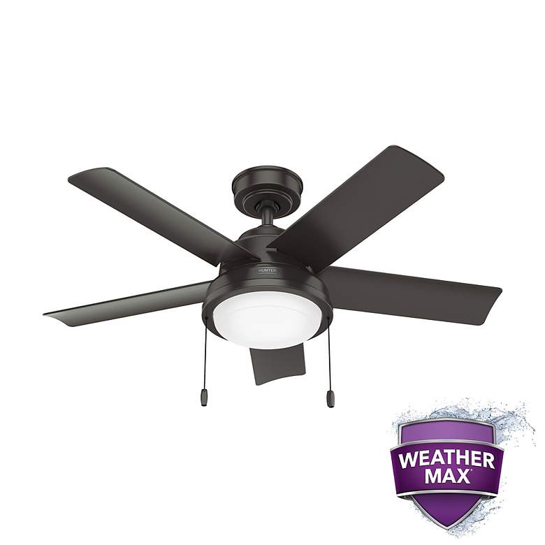 Image 6 44" Hunter Seawall Noble Bronze Wet Rated LED Pull Chain Ceiling Fan more views