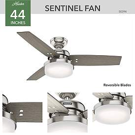 Image5 of 44" Hunter Sentinel LED 3-Blade Brushed Nickel Ceiling Fan with Remote more views