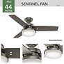 5_44" Hunter Sentinel LED 3-Blade Brushed Slate Ceiling Fan with Remote more views