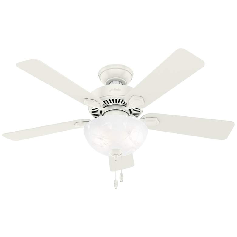 Image 1 44 inch Hunter Swanson Fresh White Ceiling Fan with LED Light Kit