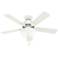 44" Hunter Swanson Fresh White Ceiling Fan with LED Light Kit