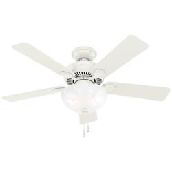 44" Hunter Swanson Fresh White Ceiling Fan with LED Light Kit