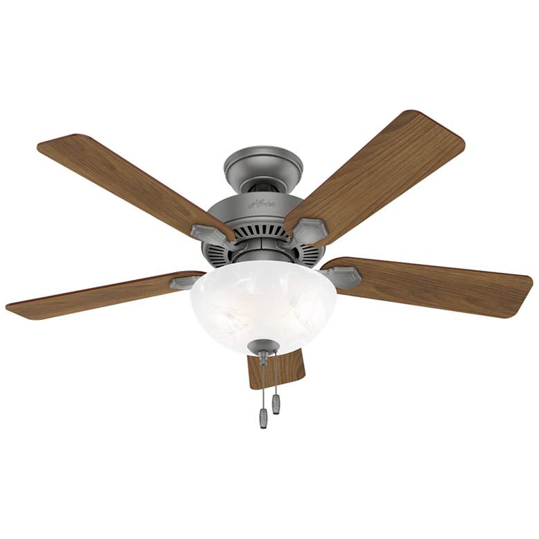 Image 1 44 inch Hunter Swanson Matte Silver Ceiling Fan with LED Light Kit