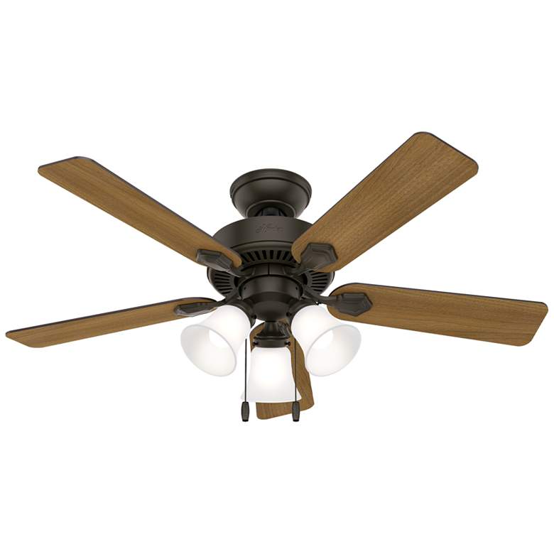 Image 1 44 inch Hunter Swanson New Bronze Ceiling Fan with LED Light Kit