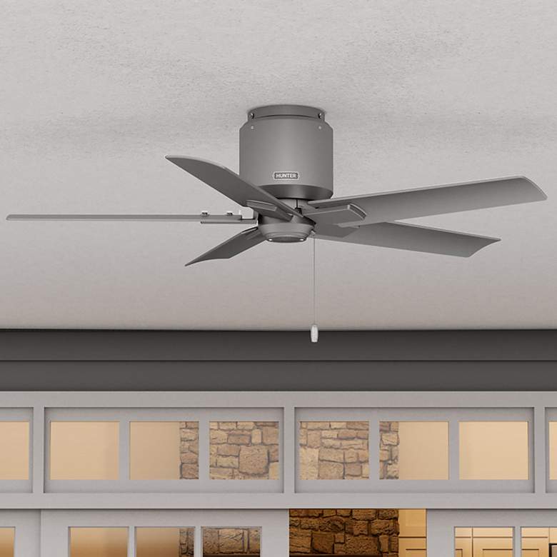 Image 1 44" Hunter Terrace Cove Matte Silver LP Damp Rated Ceiling Fan