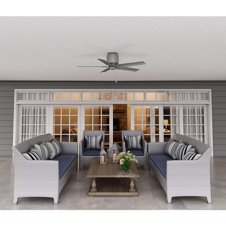 Image 5 44" Hunter Terrace Cove Matte Silver LP Damp Rated Ceiling Fan more views