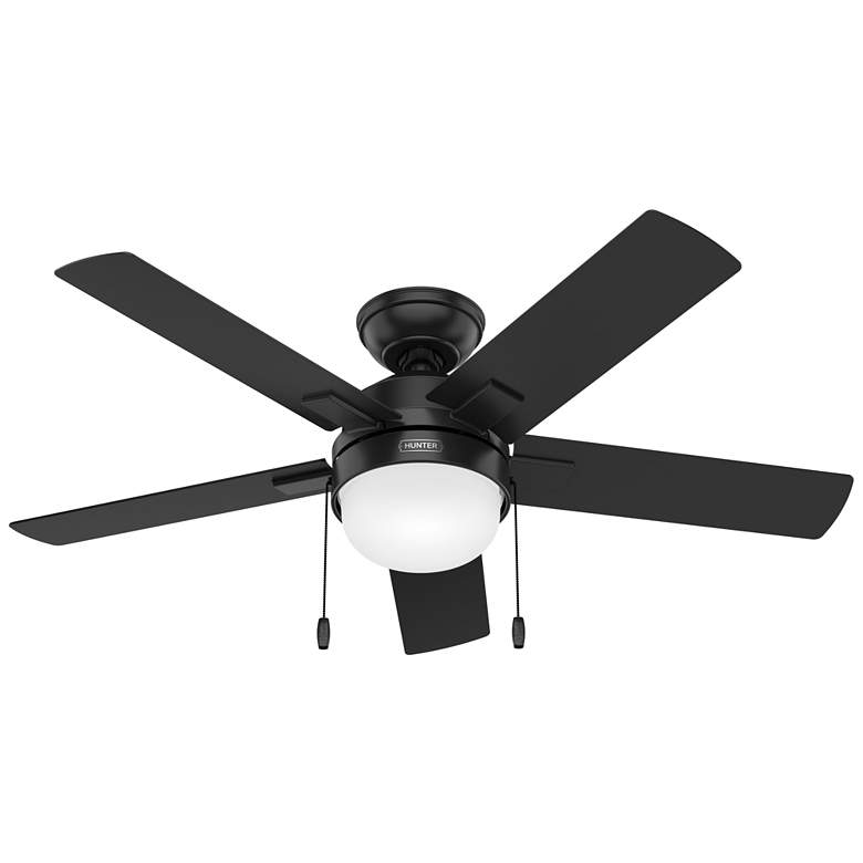 Image 1 44 inch Hunter Zeal Matte Black Ceiling Fan with LED Light Kit