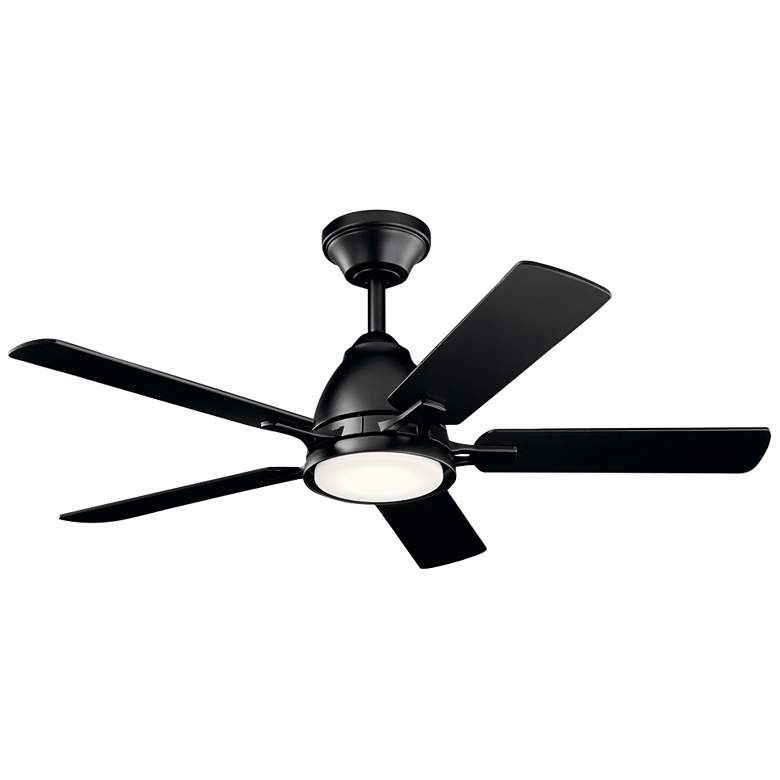 Image 1 44 inch Kichler Arvada Satin Black LED Ceiling Fan with Wall Control