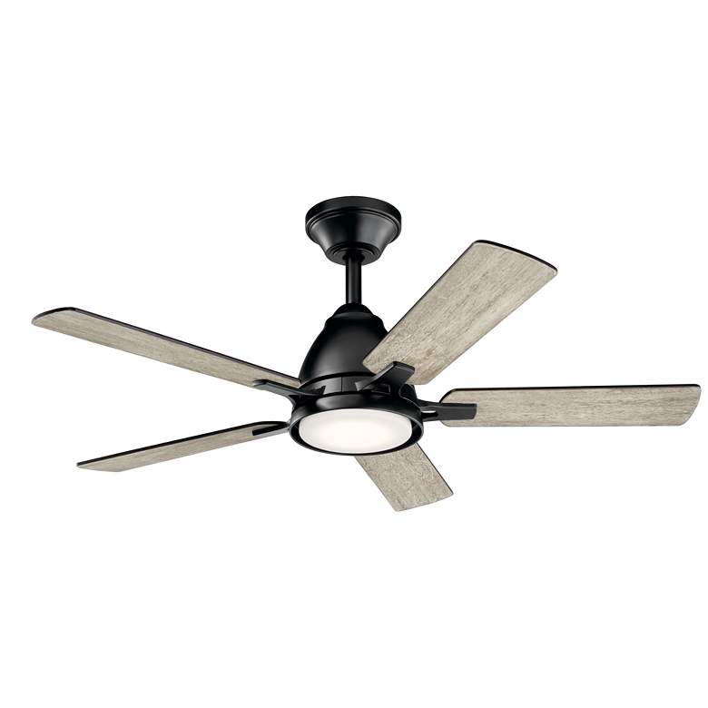 Image 2 44" Kichler Arvada Satin Black LED Ceiling Fan with Wall Control more views