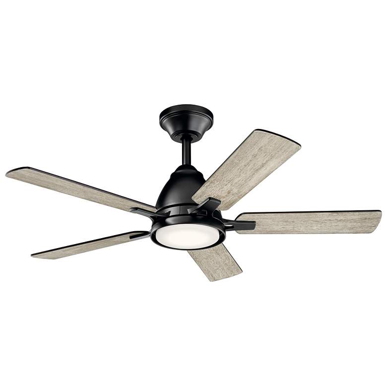 Image 3 44" Kichler Arvada Satin Black LED Ceiling Fan with Wall Control more views