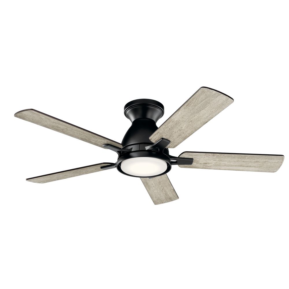 44" Kichler Arvada Satin Black LED Ceiling Fan with Wall Control