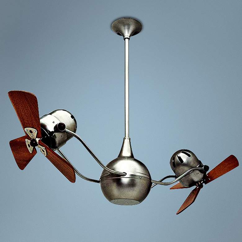 Image 1 44" Matthews Vent Bettina Dual-Head Nickel Wall Control Ceiling Fan