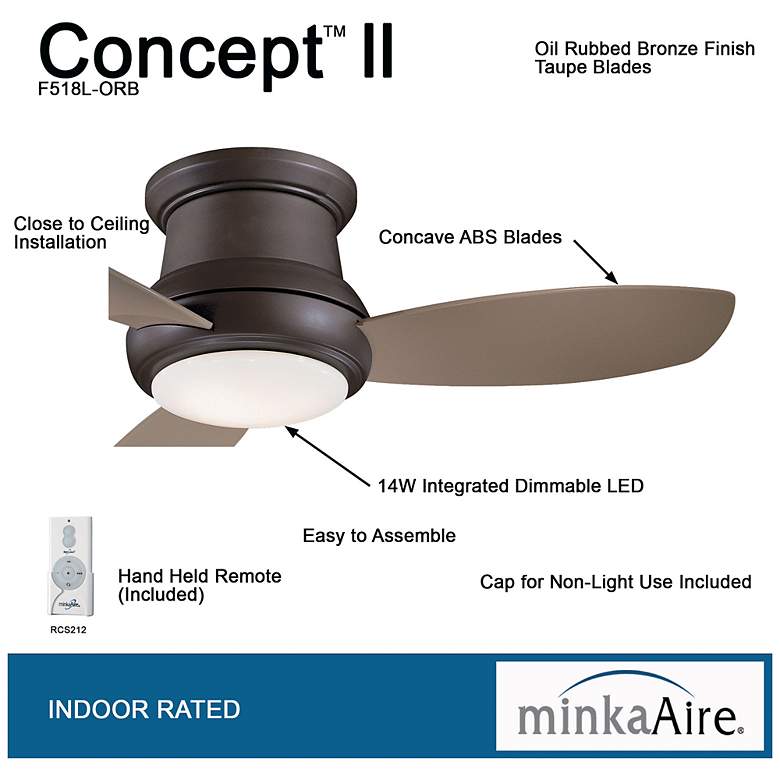Image 3 44" Minka Aire Concept II Bronze Flushmount LED Fan with Remote more views