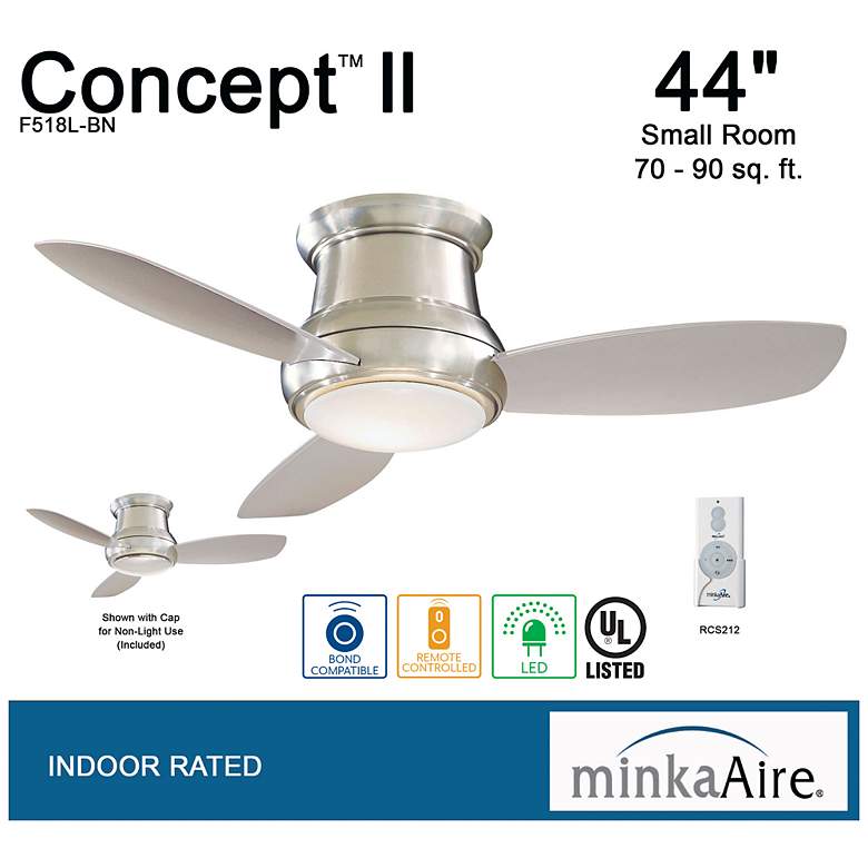 Image 4 44" Minka Aire Concept II Brushed Steel Flushmount LED Fan with Remote more views