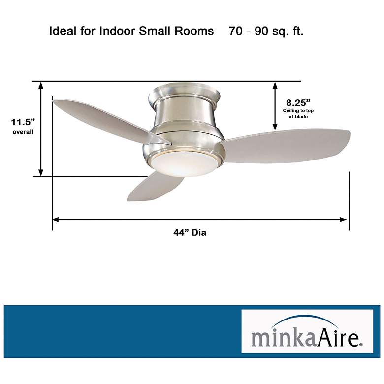 Image 7 44" Minka Aire Concept II Brushed Steel Flushmount LED Fan with Remote more views