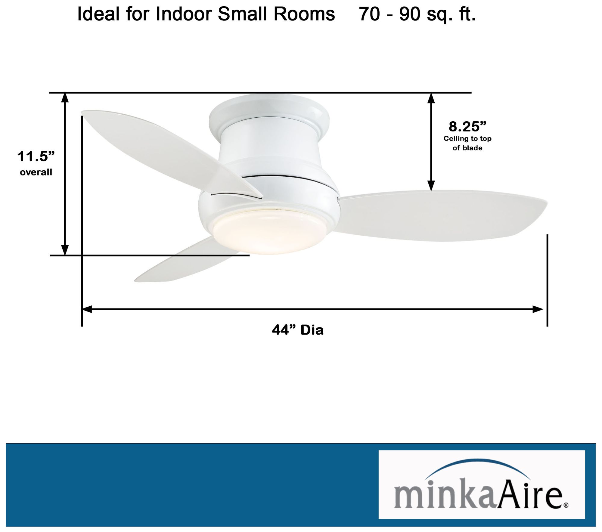 44" Minka Aire Concept II White Flushmount LED Ceiling Fan with Remote