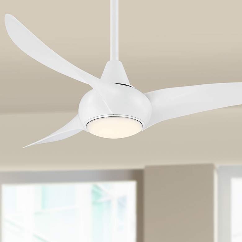 Image 1 44 inch Minka Aire Light Wave White Modern LED Ceiling Fan with Remote