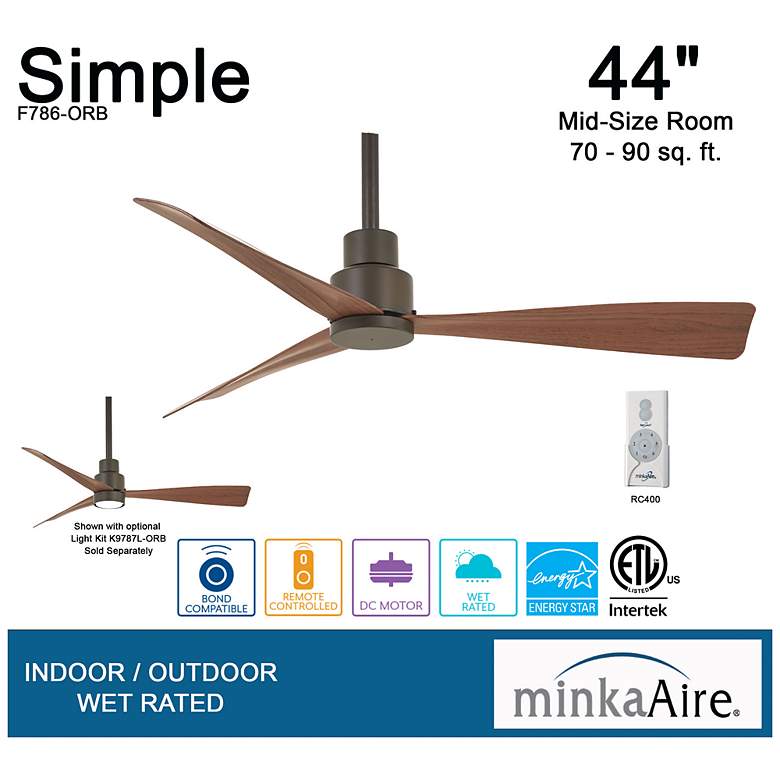 Image 6 44" Minka Aire Simple Bronze Outdoor Ceiling Fan with Remote Control more views