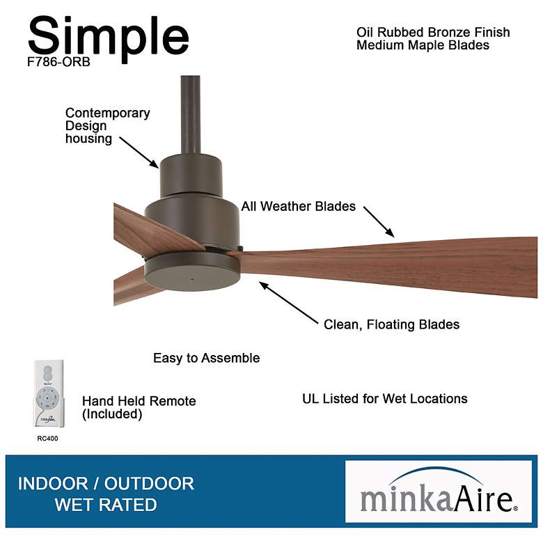 Image 7 44" Minka Aire Simple Bronze Outdoor Ceiling Fan with Remote Control more views