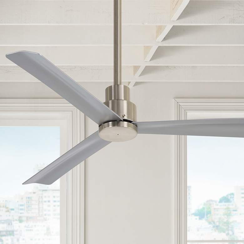 Image 1 44" Minka Aire Simple Brushed Nickel Outdoor Ceiling Fan with Remote