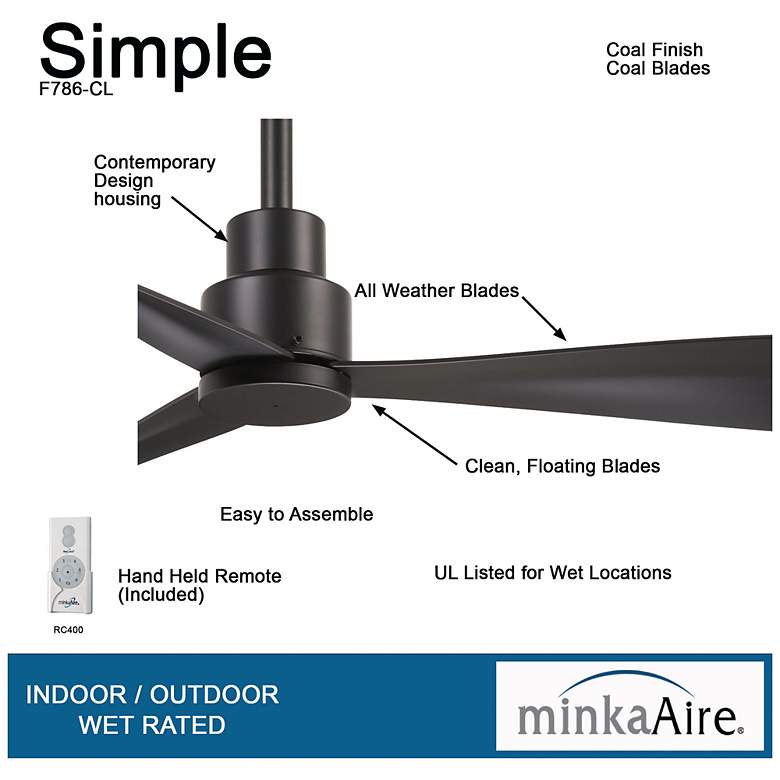Image 6 44" Minka Aire Simple Coal Outdoor Ceiling Fan with Remote Control more views