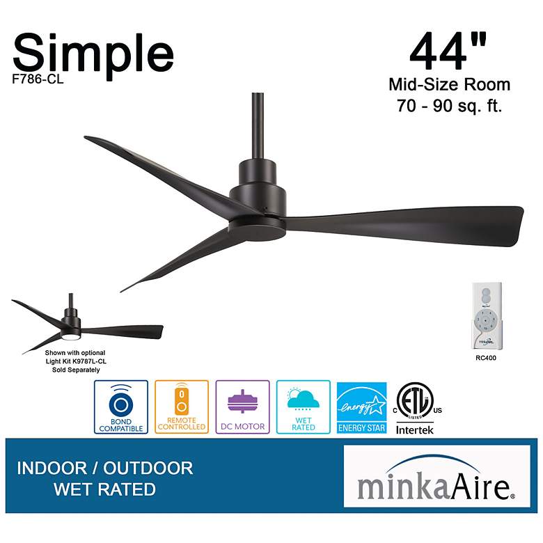 Image 7 44" Minka Aire Simple Coal Outdoor Ceiling Fan with Remote Control more views