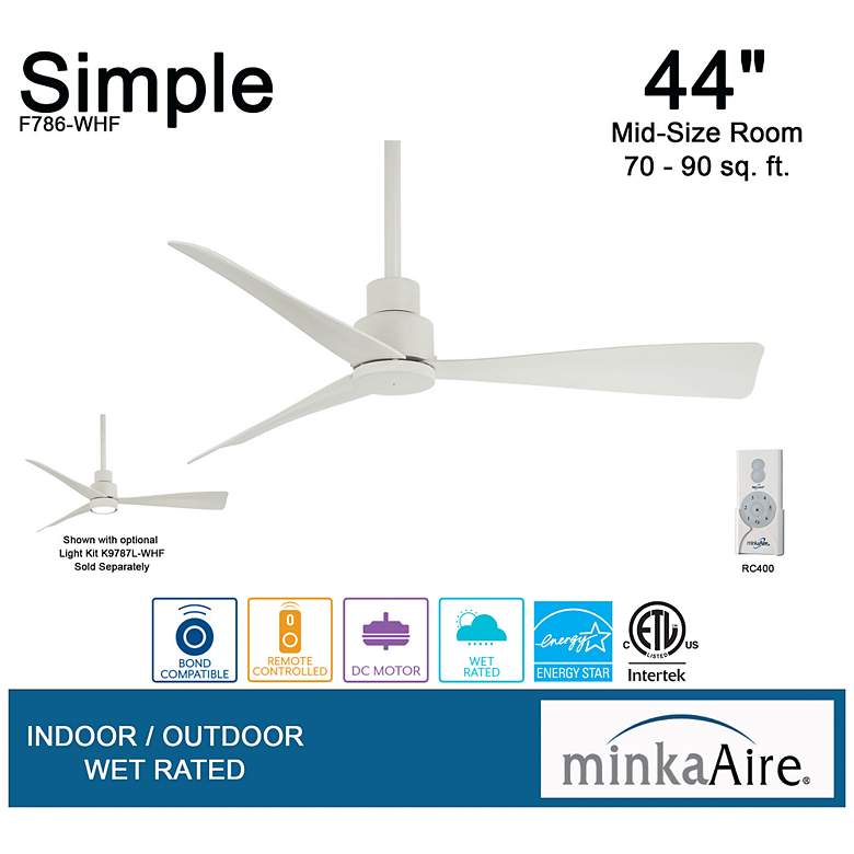 Image 7 44" Minka Aire Simple White Outdoor Ceiling Fan with Remote Control more views