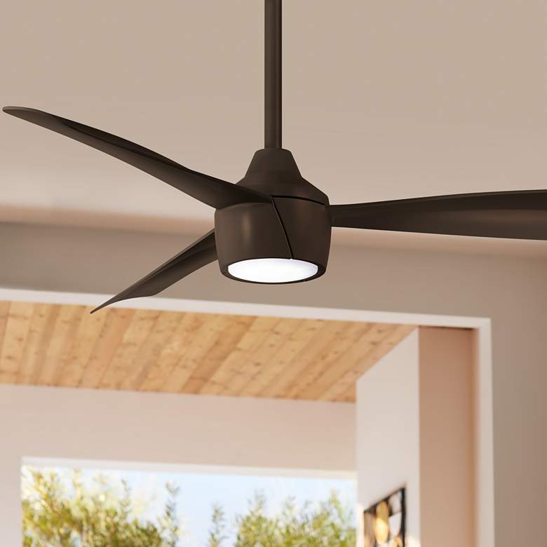 Image 1 44" Minka Aire Skinnie Bronze LED Modern Wet Rated Fan with Remote