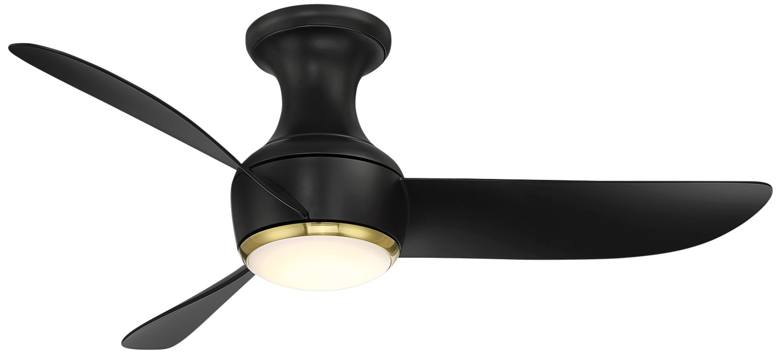 44" Modern Forms Corona Black Brass LED Hugger Ceiling Fan with Remote