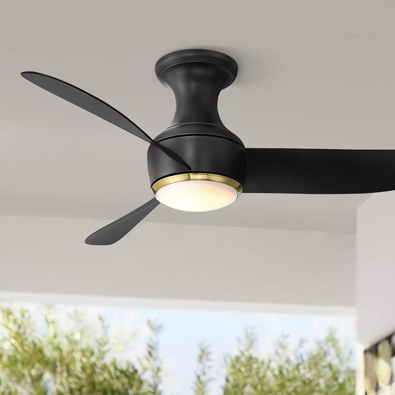 Image 1 44" Modern Forms Corona Black Brass LED Smart Hugger Ceiling Fan
