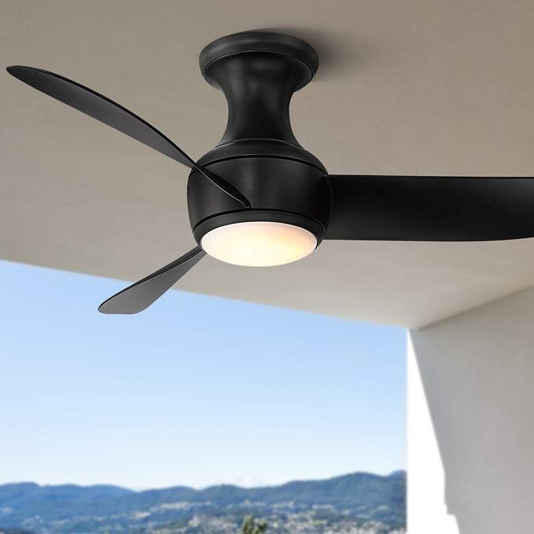Image 1 44" Modern Forms Corona Matte Black LED Hugger Smart Ceiling Fan