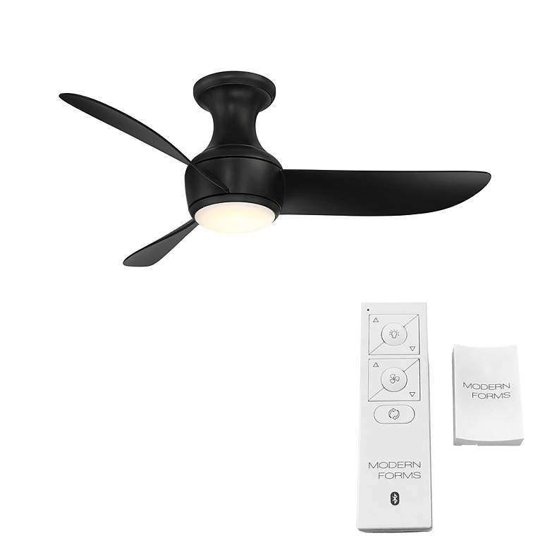Image 6 44" Modern Forms Corona Matte Black LED Hugger Smart Ceiling Fan more views