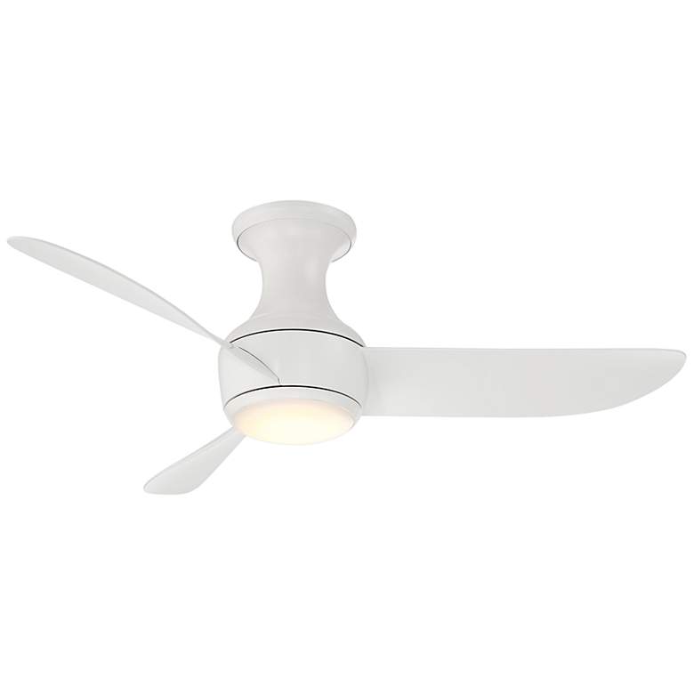 44&quot; Modern Forms Corona Matte White LED Hugger Ceiling Fan with Remote