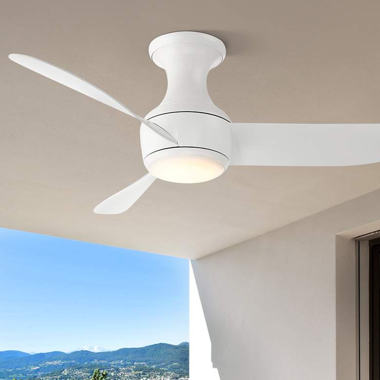 Image 1 44" Modern Forms Corona Matte White LED Smart Hugger Ceiling Fan