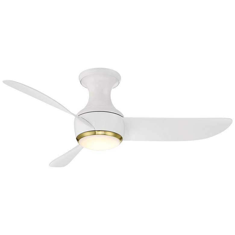Image 1 44" Modern Forms Corona White Brass LED Smart Hugger Ceiling Fan
