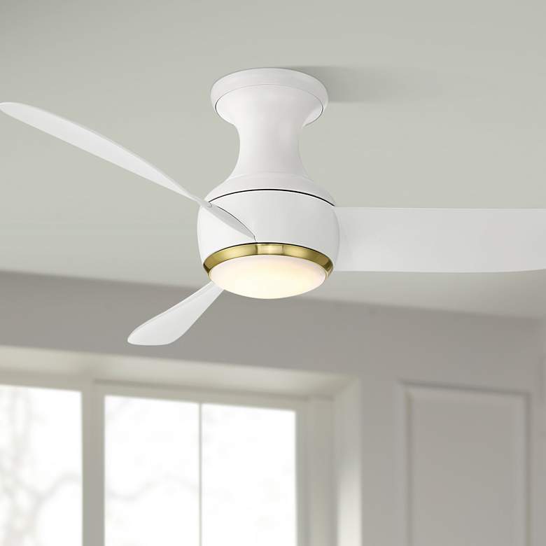 Image 1 44" Modern Forms Corona White Brass LED Smart Hugger Ceiling Fan