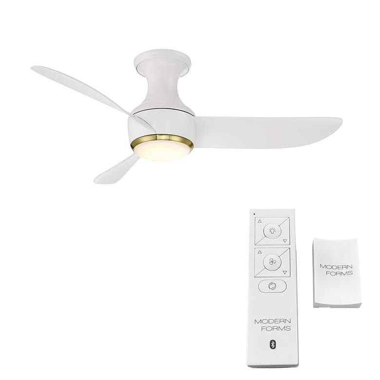 Image 6 44" Modern Forms Corona White Brass LED Smart Hugger Ceiling Fan more views