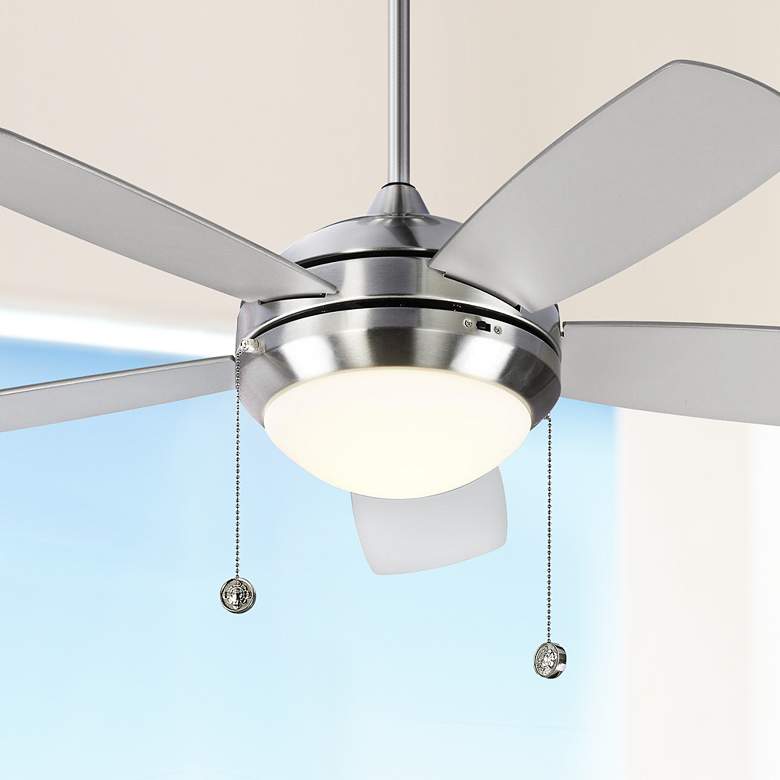 Image 1 44" Monte Carlo Discus Classic Brushed Steel LED Ceiling Fan