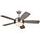 44" Monte Carlo Discus II Brushed Steel Ceiling Fan