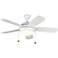 44" Monte Carlo Discus II White LED Ceiling Fan