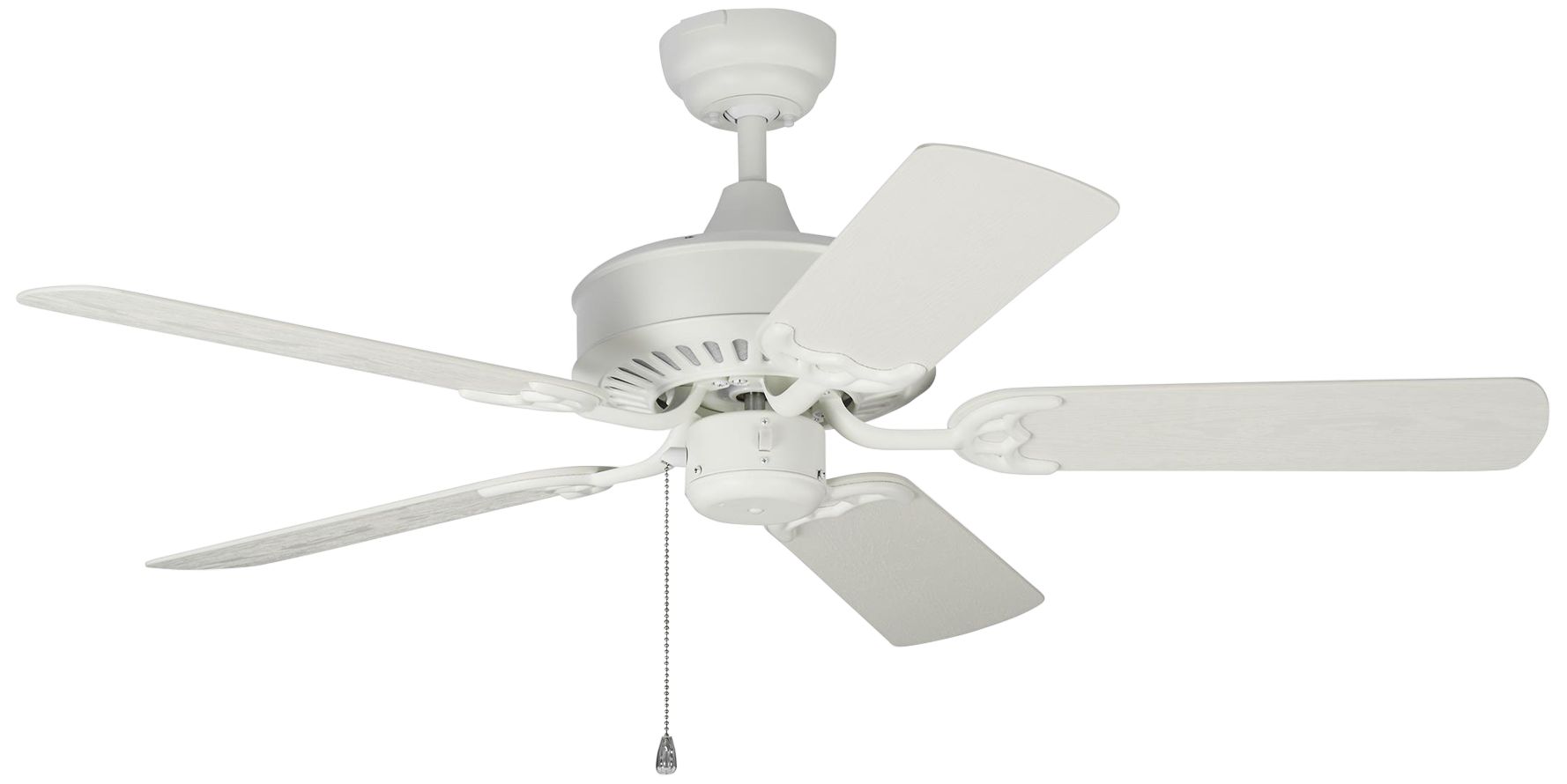 44" Monte Carlo Haven Matte White Pull Chain Wet Ceiling Fan