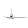 44" Plaza DC Brushed Nickel Damp Rated Ceiling Fan with Remote