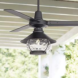 Image1 of 44" Plaza DC Matte Black Finish Damp Rated LED Ceiling Fan