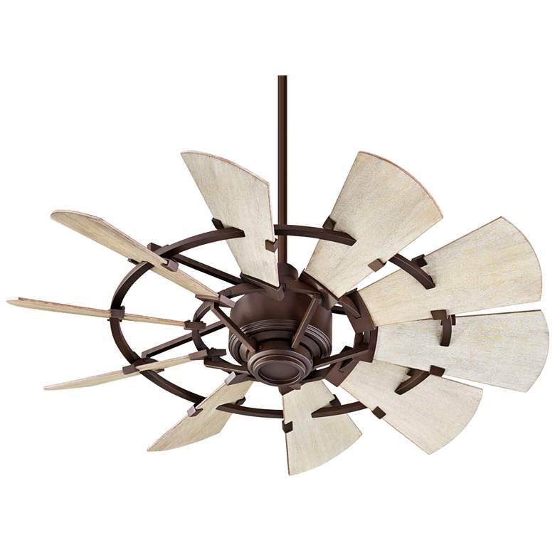 Image 2 44 inch Quorum Windmill Oiled Bronze Ceiling Fan with Remote